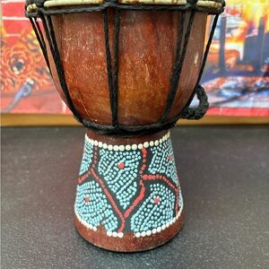 Handcrafted Wooden Djembe Drum with Tribal Design